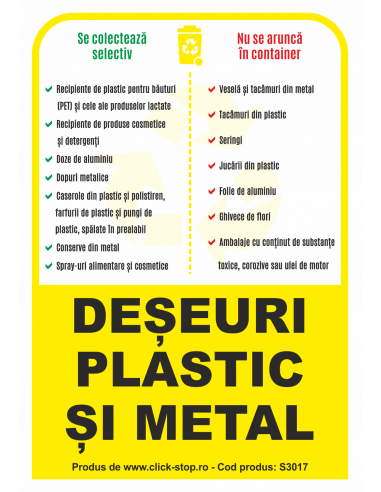 Deșeuri Plastic și Metal - Indicator...